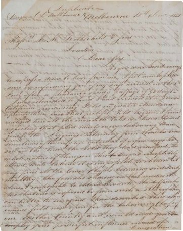 Letter from Joseph Barrow Montefiore to N M Rothschild & Sons, 18 December 1851