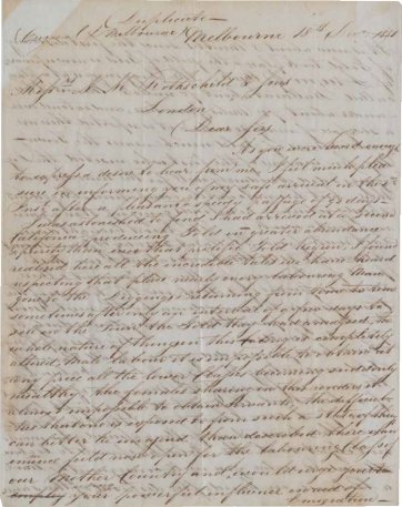 Letter from Joseph Barrow Montefiore to N M Rothschild & Sons, 18 December 1851