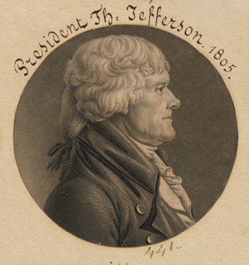 Thomas Jefferson 1805 by Charles Balthazar Julien Févret de Saint-Mémin