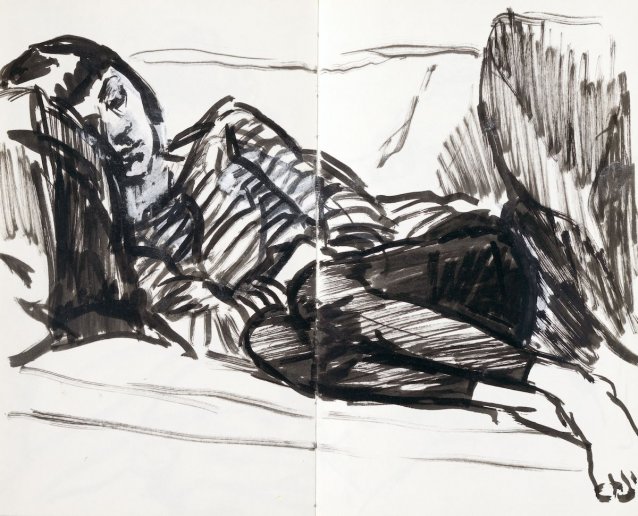 Lynne Watkins asleep in Paris, 2013
