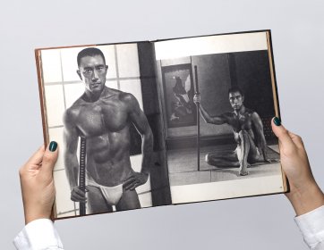 Yukio Mishima at Senrian, Tokyo from Young Samurai – Bodybuilders of Japan Photography by Tamotsu Yato