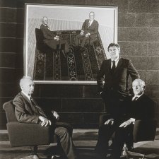 Painter John Brack with Professor Alex Mitchell and Sir Garfield Barwick