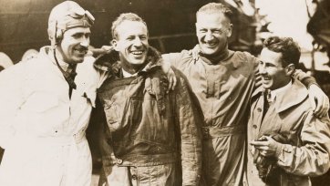 Charles Kingsford Smith and crew of the Southern Cross before the east-west crossing of the Atlantic, June 1930