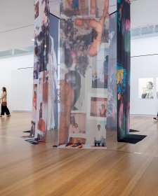 Visitors in Portrait23: Identity featuring works by Atong Atem, Dylan Mooney and Deborah Kelly.