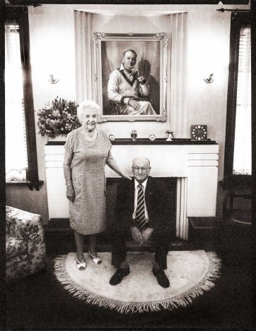 Lady Jessie and Sir Donald Bradman, Kensington Park, Adelaide, South Australia, 1992-93 (printed 2019) by Robin Sellick Lady Jessie and Sir Donald Bradman, Kensington Park, Adelaide, South Australia, 1992-93 (printed 2019) by Robin Sellick