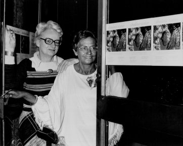 Aboriginal poet Mrs. Kath Walker [Oodgeroo Noonucca] & her "Shadow sister" Judith Wright-McKinney. Press preview of the film "Shadow Sister" a film biography of aboriginal poet Kath Walker, N.B.E., 20 July 1977 Sydney Morning Herald © Sydney Morning Herald