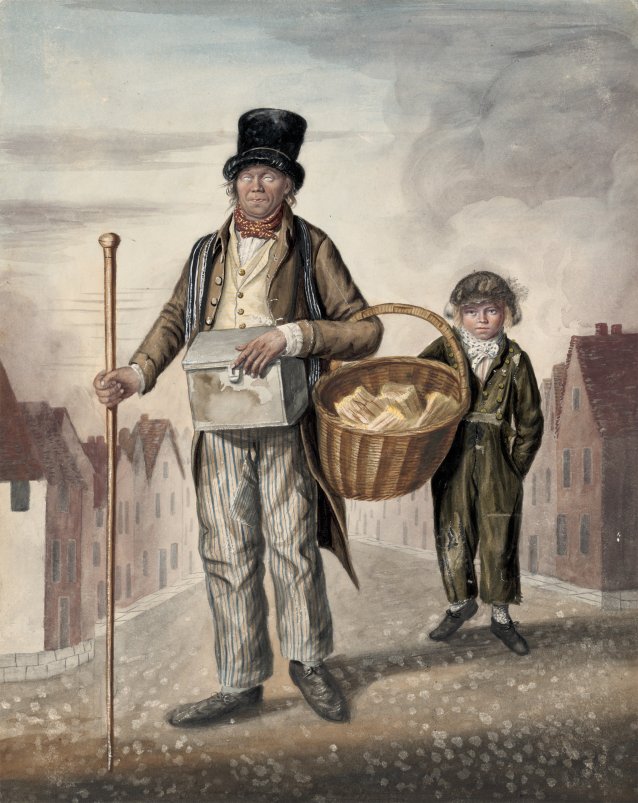 Mark Custings, known as Blind Peter, and his boy, Norwich, 1823