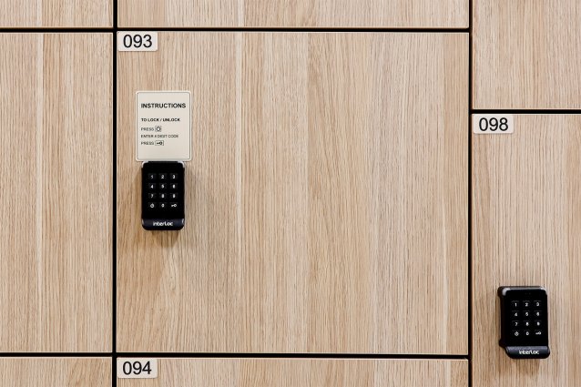 Locker door with keypad