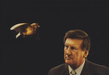 A bird flies past Jeff Kennett