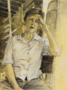 Study (b) for portrait of Helen Garner