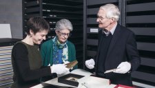 Curator, Joanna Gilmour with donors Peronelle and Jim Windeyer.