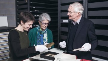 Curator, Joanna Gilmour with donors Peronelle and Jim Windeyer.