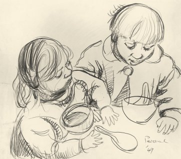 Children Eating 1949, by John Perceval