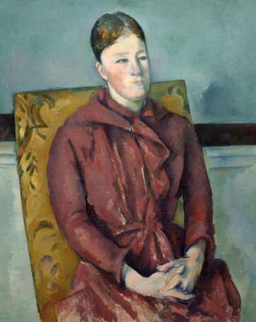 Madame Cézanne in a red dress, 1888-90 by Paul Cézanne