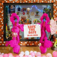 The Huxleys in front of 'Kaylene TV', 2023 by Kaylene Whiskey