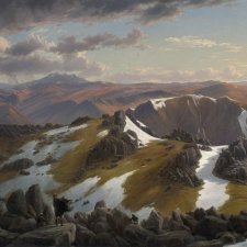 North-east view from the northern top of Mount Kosciusko, Eugen von Guerard, 1863 Oil on canvas, 66.5 x 116.8cm. Collection of the National Gallery of Australia.
