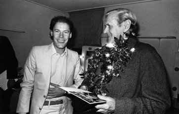 Patrick White and Jim Sharman at a lunch at Jim's. Bondi