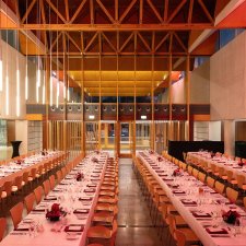 Gordon Darling Hall set up with dining tables