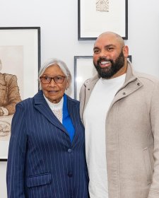 Aunty Beryl and Dennis Golding with their portrait Aunty Beryl and Dennis Golding with their portrait