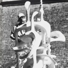 Lyndon Dadswell, with his sculpture 'Native'