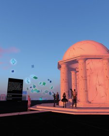 Artists and guests at the
doppelgnger exhibition
launch on Portrait Island