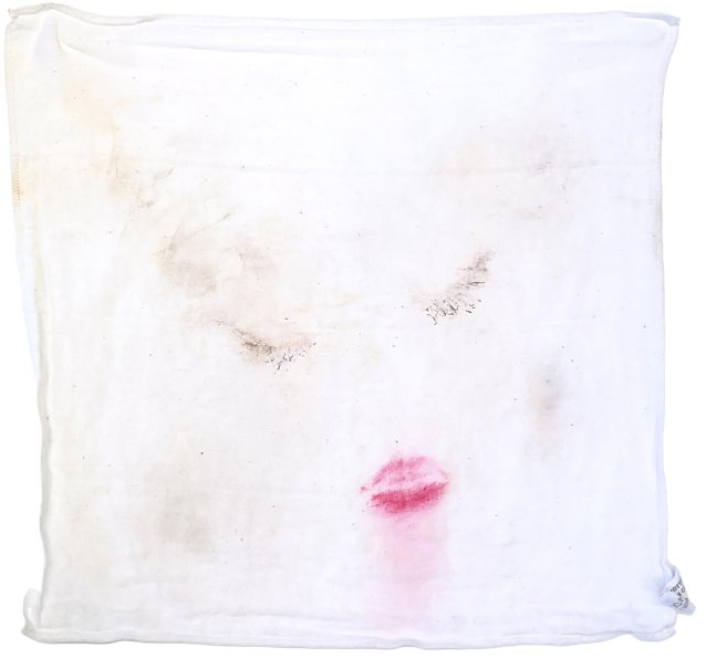 Self portrait on washcloth, 2024