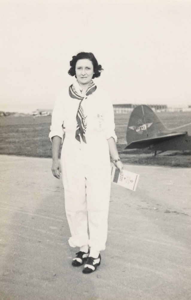 Mrs Bonney flying from Australia to South Africa via Siam. Singapore 1937 (full length portrait)