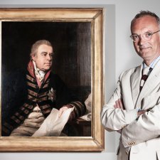 Angus Trumble with Portrait of Sir Joseph Banks by Thomas Phillips