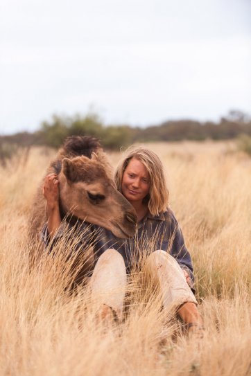 Mia Wasikowska as Robyn Davidson, with camel 2013