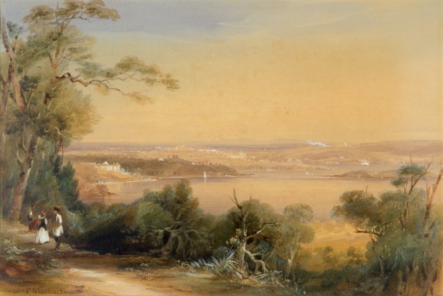 Elizabeth Bay and Sydney from Mrs Darlings Point Road, c. 1847