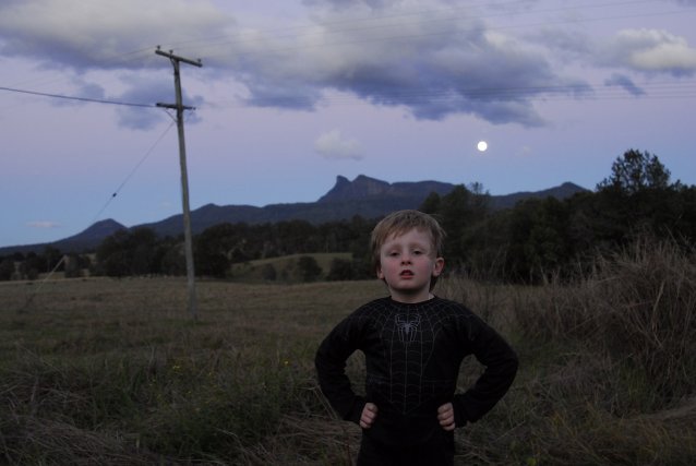Gus and full moon at the farm, 2006