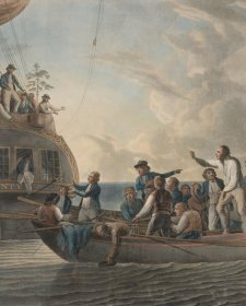 The Mutineers turning Lieut Bligh and part of the Officers and Crew adrift from His Majesty's Ship the Bounty