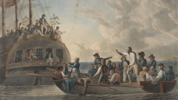 The Mutineers turning Lieut Bligh and part of the Officers and Crew adrift from His Majesty's Ship the Bounty