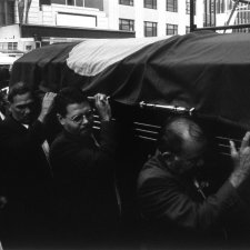 Aden Ridgeway & pallbearers entering Sydney Town Hall, State Funeral for Kwementyaye Perkins AO, 25th October 2000