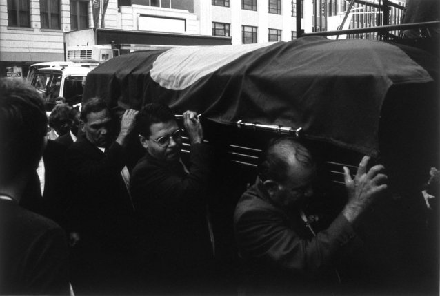Aden Ridgeway & pallbearers entering Sydney Town Hall, State Funeral for Kwementyaye Perkins AO, 25th October 2000