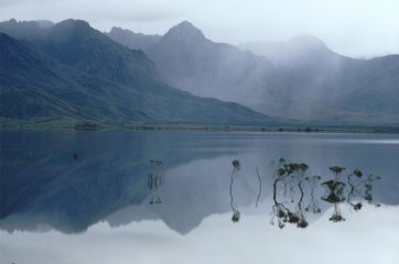 Frankland Range, highlighting the Citadel and Coronation Peak at Lake Pedder, Tasmania