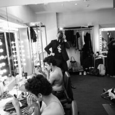 Collaboration – Sam Goraya, 
Santosh Ram and Samir Kumar Panigrahi backstage before a performance of Kundalini: The Awakening!, n.d. Zlatko Varenina