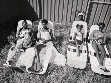 Adut Akech with family (from left: Kim, Adut, Yar, Bior and Alakiir)