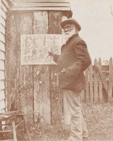 William Barak at work on the drawing ‘Ceremony’ at Coranderrk