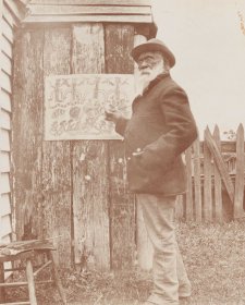 William Barak at work on the drawing ‘Ceremony’ at Coranderrk