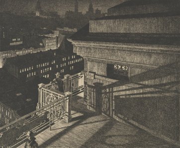 East Side Night, Williamsburg Bridge, 1928 by Martin Lewis