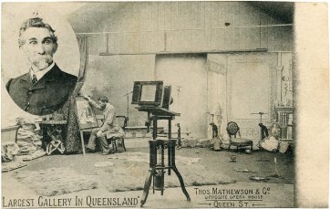 Thomas Mathewson (inset) and his studio on Queen Street, c. 1908 by Thomas Mathewson & Co